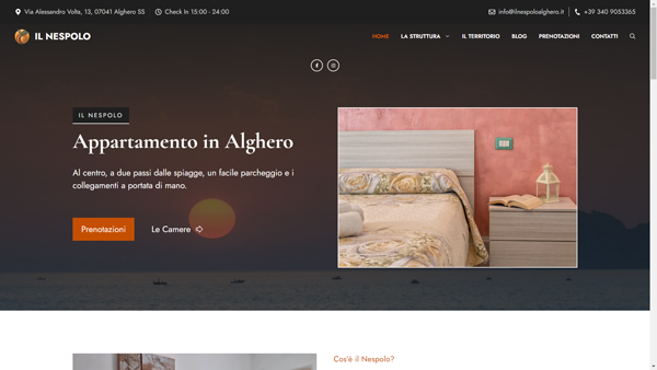 Screenshot dal sito della Casa Vacanze Il Nespolo Alghero