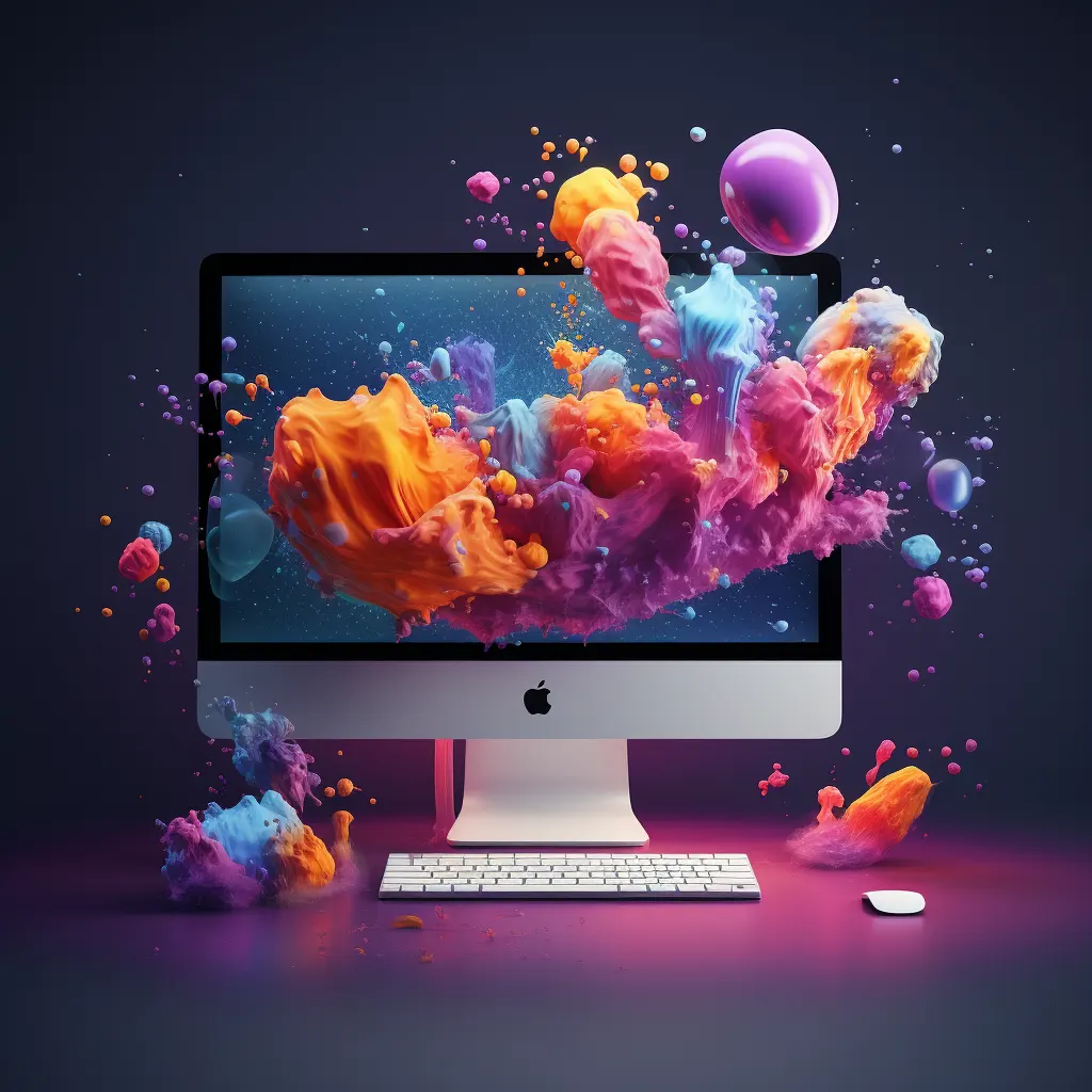 Un'esplosione di colori da un pc che visulizza un sito web 