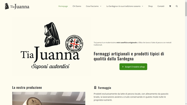 screenshot del sito Tia Juanna