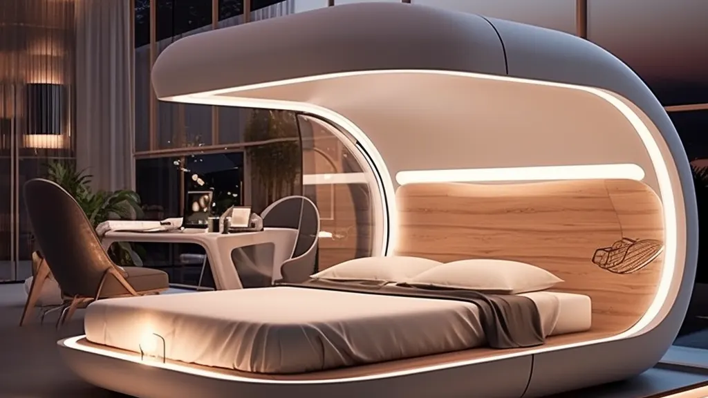 Immagine futuristica di una camera d'albergo